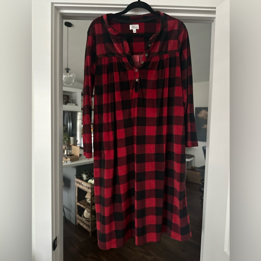 Red and Black Buffalo Print Nightgown